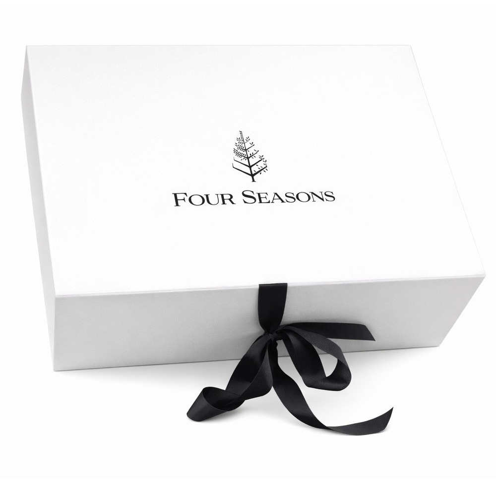 Four‎ Seasons Hotels Luxury White Large Square Gift Box with Black Ribbon Tie